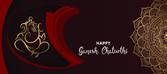 Lord Ganesha elegant vector design with mandala art for Ganesh Chaturthi festival. Indian Ganpati festival
