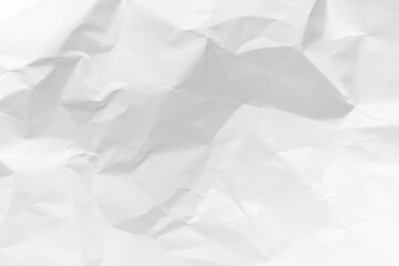 White crumpled paper texture background.