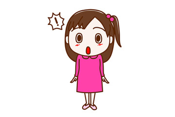 ＜全身・正面＞ちょっと驚いて体がピンとなる少女