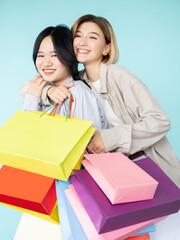 friendly shopping happy teenage girls black friday