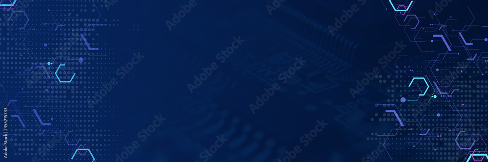 Fototapete Circuit board background. Processor and chip, engineering and tech, motherboard and computer design.