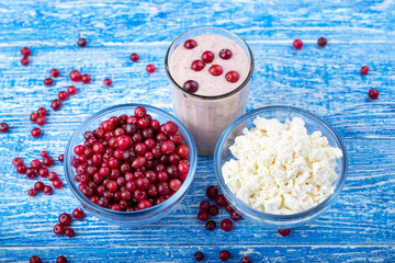 Cranberry smoothie in a glass.