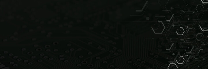 Obraz premium Circuit board background. Processor and chip, engineering and tech, motherboard and computer design.