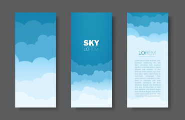 Sky and Clouds background banner set. vector illustration