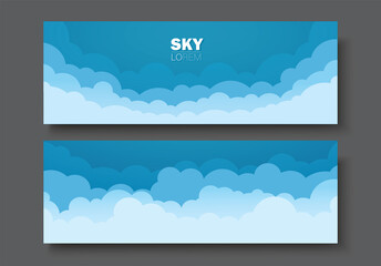 Sky and Clouds background banner set. vector illustration