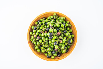 Spice Litsea cubeba on white background