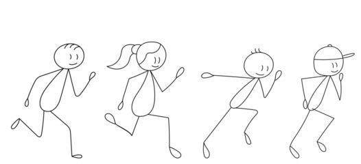 isolated, stick figure man running