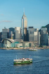 Skyline of Victoria Harbor of Hong Kong city