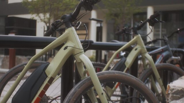 Electric bicycles parked on the street