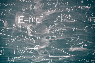 Blackboard with math lesson written on it