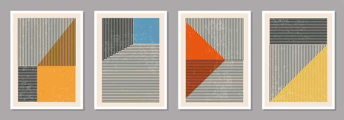  Set of minimal 20s geometric design posters, vector template © C Design Studio
