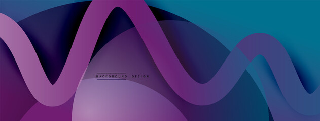 Abstract gradient background with wave line with shadow effect. Geometric composition. 3D shadow effects and fluid gradients