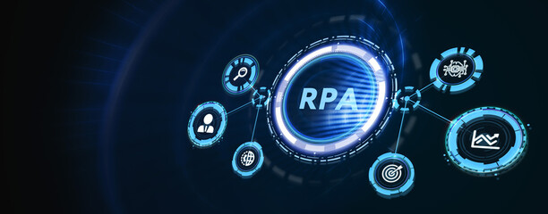 RPA Robotic process automation innovation technology concept. Business, technology, internet and networking concept. 3d illustration