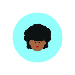 black woman face avatar on blue background