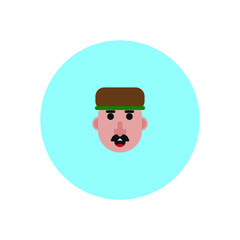 Fototapeta premium elderly man face avatar with mustache and cap on blue background