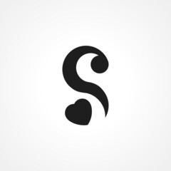 Fototapeta premium S letter logo design with heart. Vector creative modern concept 