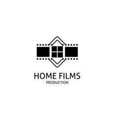 black silhouette movie house logo template design on white background,