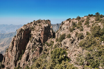 The canyon of Asir region, the view from the viewpoint, Saudi Arabia