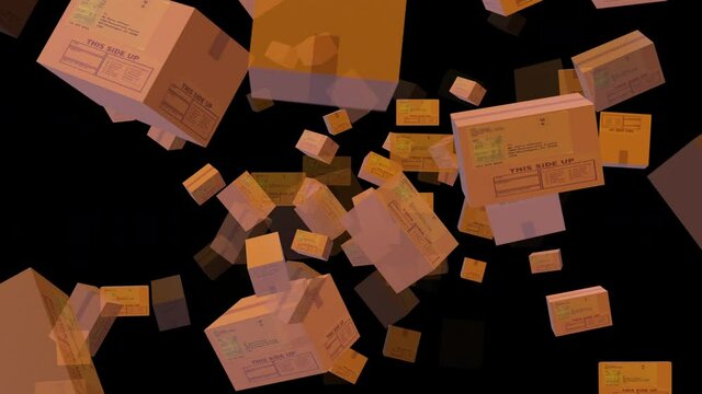 delivery cardboard box particle loop animation