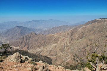 The canyon of Asir region, the view from the viewpoint, Saudi Arabia