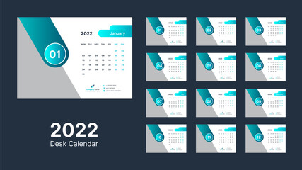 Desk Calendar 2022, Office Calendar 2022 Template Design