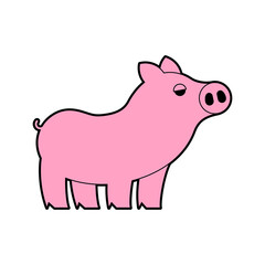 Piglet isolated. Pink Pig. Farm animal vector illustration