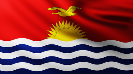 Large Flag of Kiribati Republic fullscreen background in the wind