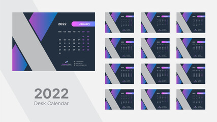 Desk Calendar 2022, Office Calendar 2022 Template Design