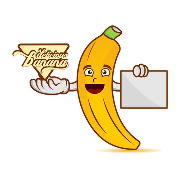 Illustration cute banana cartoon character. illustration flat style. Suitable for banana product promotion, prints design, children book, children t shirt etc. design template vector