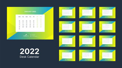 Desk Calendar 2022, Office Calendar 2022 Template Design