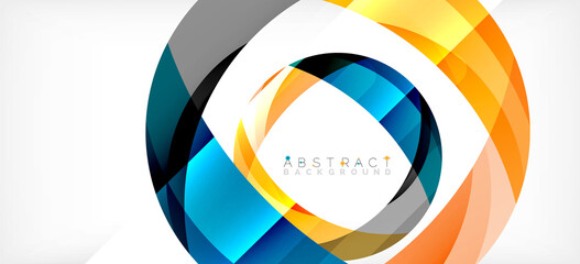 Fototapeta premium Color circle shapes, minimal geometric background. Trendy dynamic composition. Vector Illustration For Wallpaper, Banner, Background, Landing Page