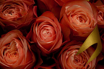 rose in a bouquet macro