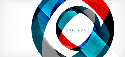 Geometric abstract background. Circle created with overlapping color shapes. Vector Illustration For Wallpaper, Banner, Background, Landing Page