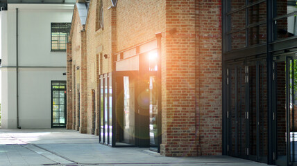 Panoramic windows of new commercial premises. Commercial property in development standard for rent.