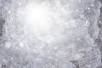 cold background ice broken, crystal frost winter snow abstract