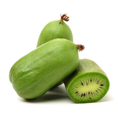 mini kiwi baby fruit (actinidia arguta) on white background 