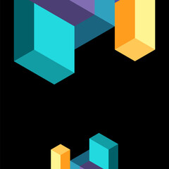 Obraz premium Abstract background. 3d cubes, cubic elements and blocks. Techno or business concept for wallpaper, banner, background, landing page