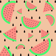 Seamless pattern watermelon .simple line seamless design pastel color.Love,Cute,fall in love,gift.
