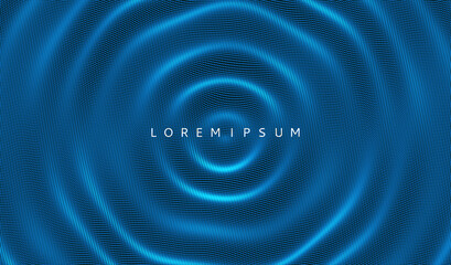 3D wavy background with ripple effect. Vector illustration with particle. 3D grid surface.