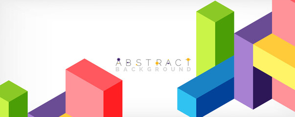 Fototapeta premium Abstract background. 3d cubes, cubic elements and blocks. Techno or business concept for wallpaper, banner, background, landing page
