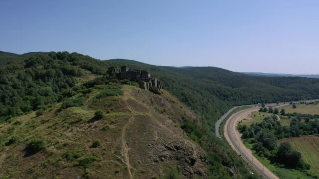 The valley at Lipova with the cetatea soimos castle