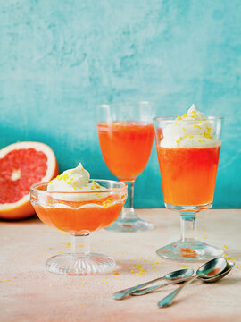 red grapefruit trifle with cream