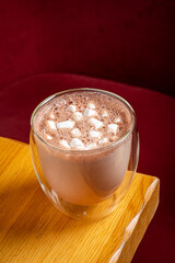 hot chocolate with marshmallow on table