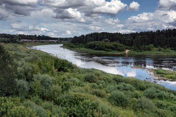 Fototapeta na wymiar Daugava river next to Kraslava city, eastern Latvia.