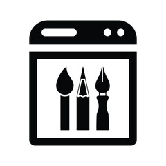 Website, art, artistic icon. Black vector graphics.