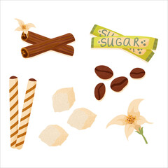 Coffee. A set of items for the preparation of nipitkov in the Coffee House. Decor element. Vector illustration isolated on white background.