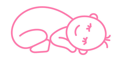 The outline of a newborn baby curled up in a ball on his stomach. Isolated illustration on a white background