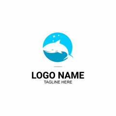 vector illustration of blue fish logo on white background