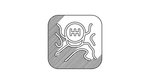 Black line Gear shifter icon isolated on white background. Transmission icon. 4K Video motion graphic animation