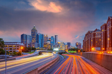 Fototapeta na wymiar Downtown Atlanta center area skyline cityscape of USA